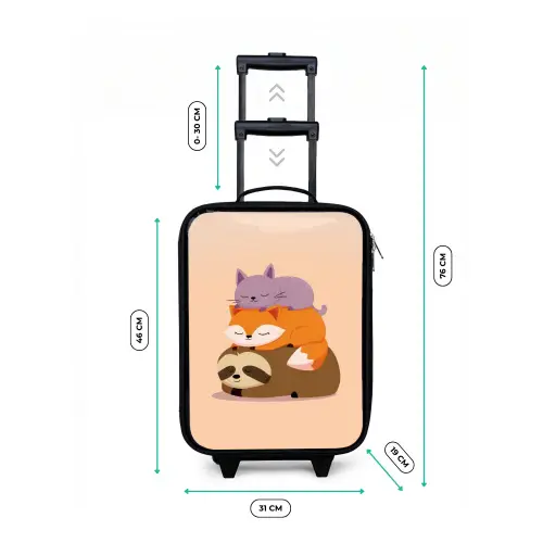 Luiaard - Vos - Kat - Slaperig Kinderkoffer - Zwart klein -productfoto_formaten