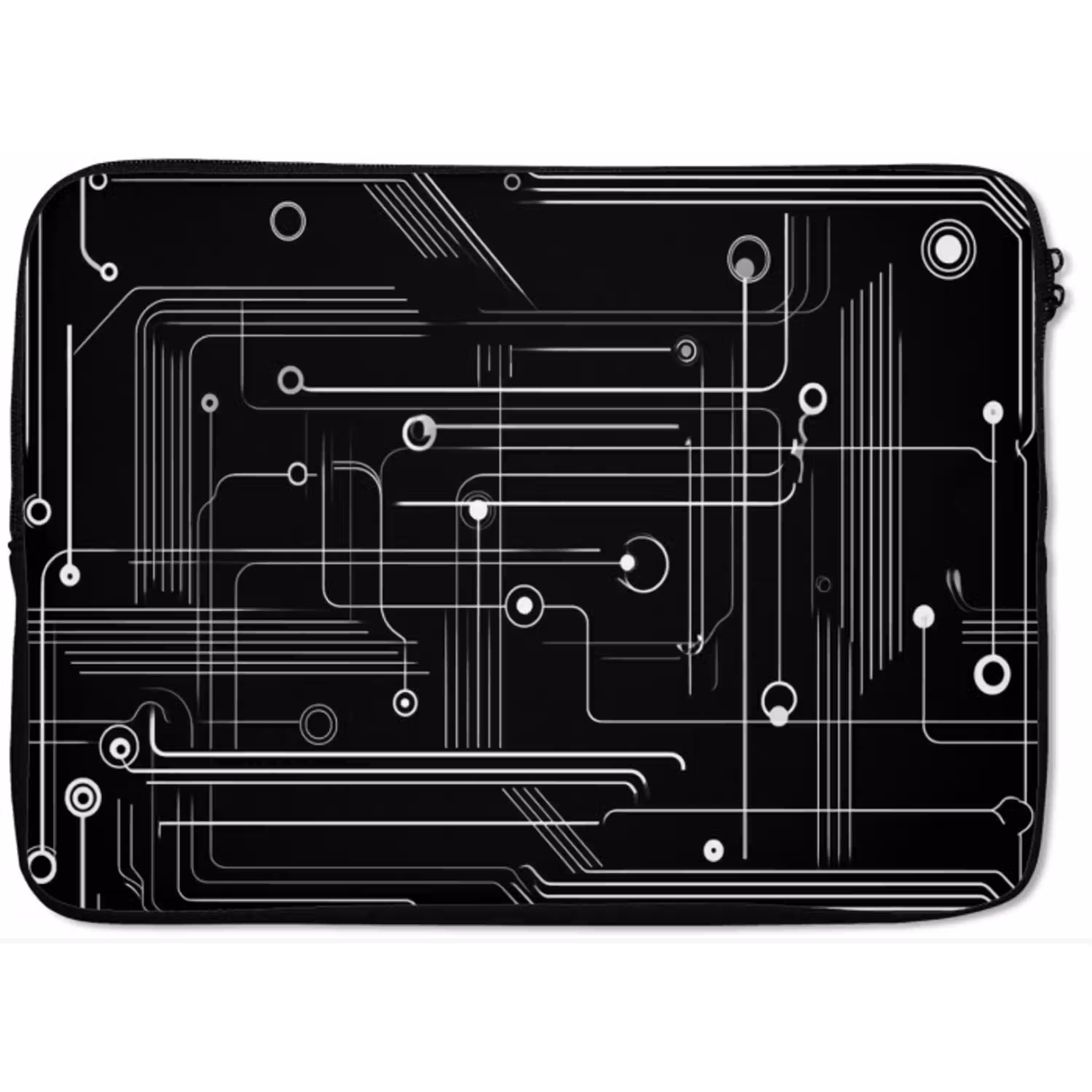 Gaming - Abstract - Lijnen - Rondjes - Zwart laptophoes neopreen klein -zkaufland3dotto