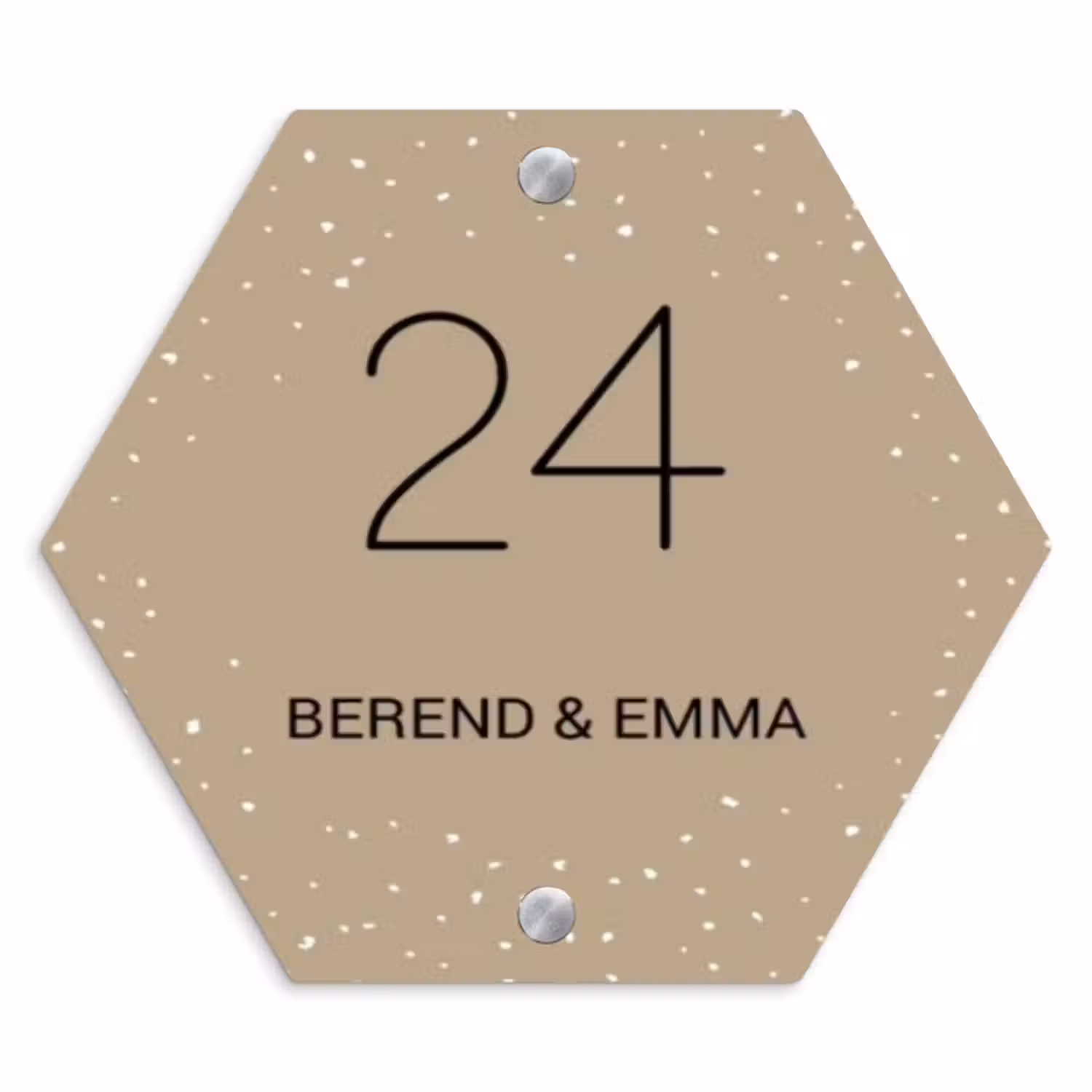 Namensschild Haustür Hexagon - Beige mit Polka Dots - Klassisch