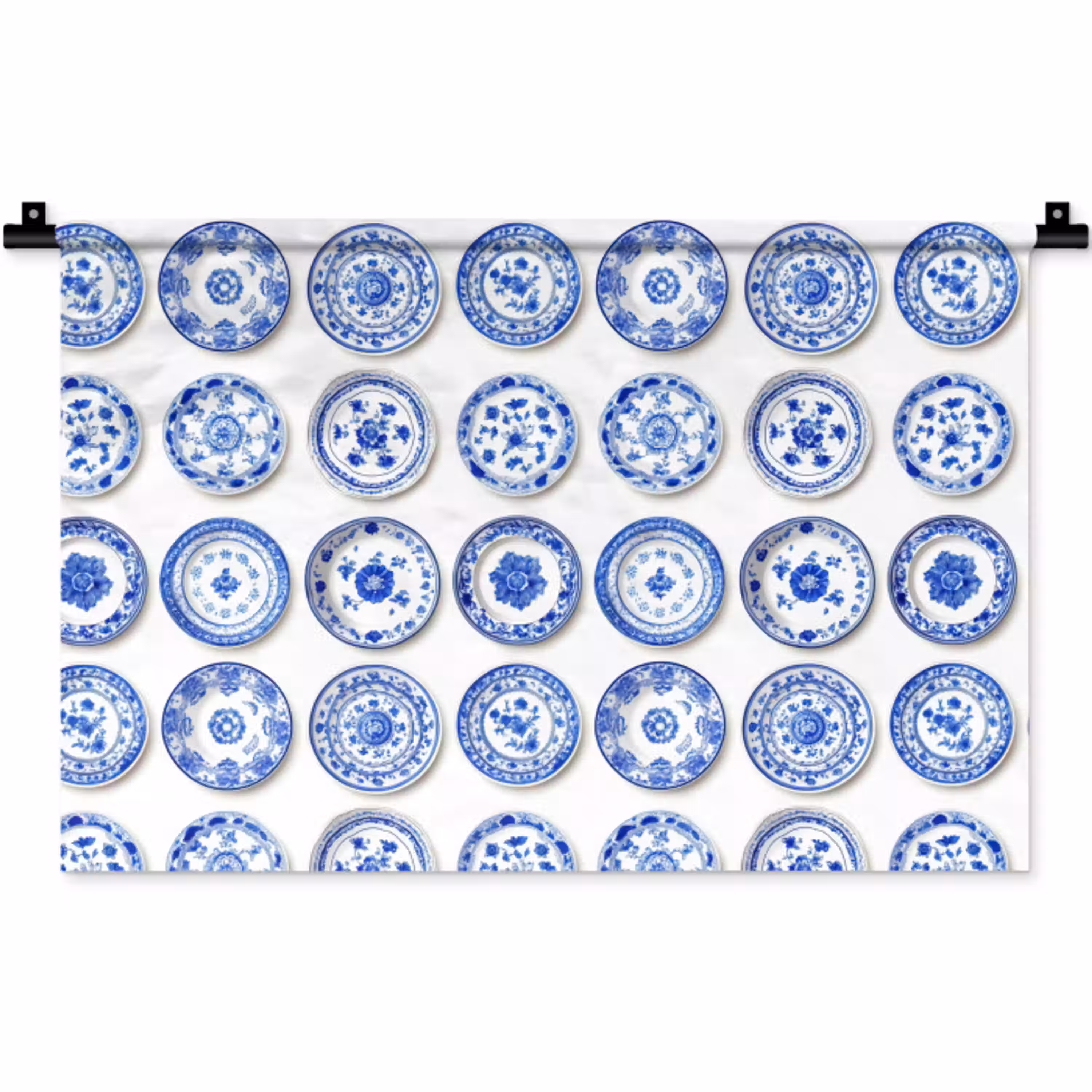Borden - Bloemen - Patroon - Blauw Wandkleed katoen klein 269 -zz3d