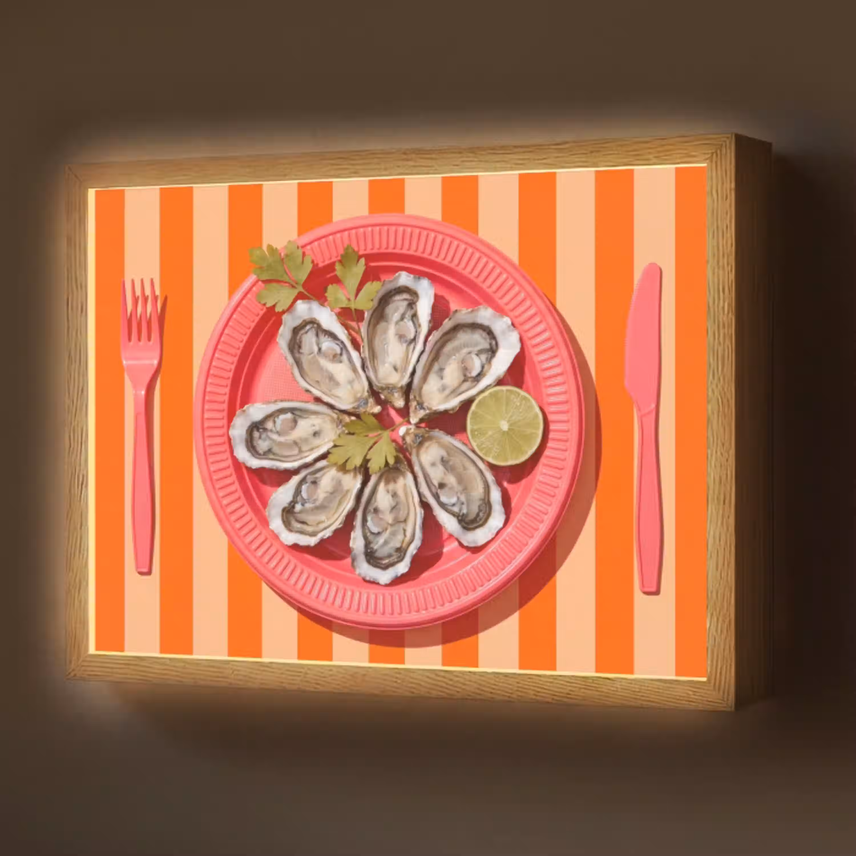 Eten - Oester - Zeevruchten - Oranje - Modern Light Box met batterij (Wandlamp) middel -z3d_website