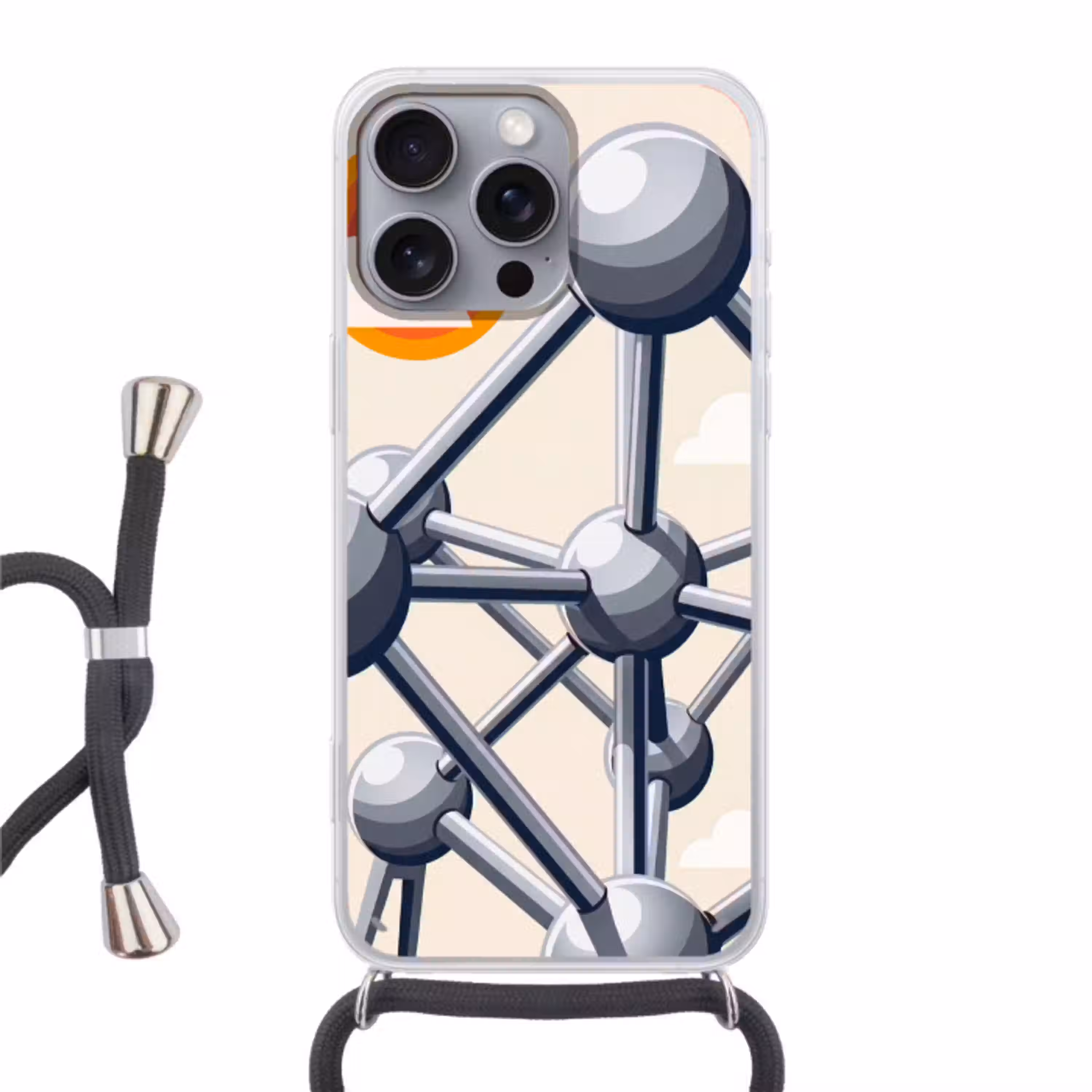 Architectuur - Geometrie - Stad - Modern - Grijs Hoesje iPhone 16 Pro Max met koord klein -3d