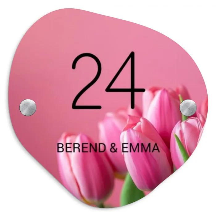Roze tulpen - Klassiek Naambord Organisch middel -3d