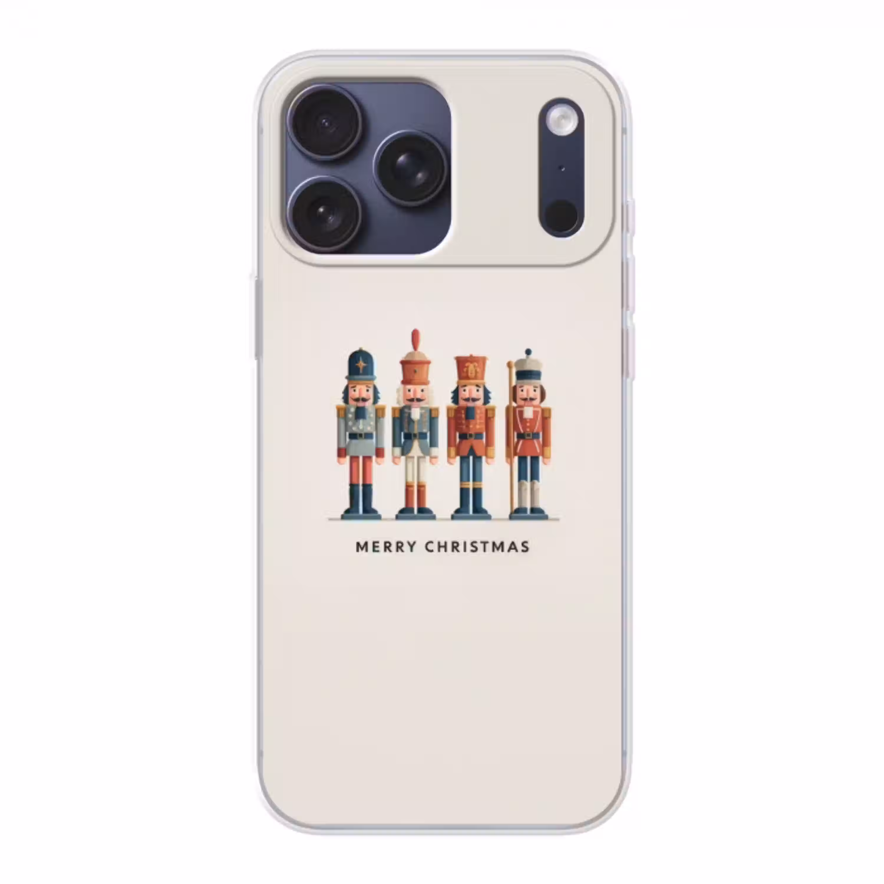 Notenkrakers - Minimalistisch - Kerst - Beige Telefoonhoesje iPhone 17 Pro Max klein -3d