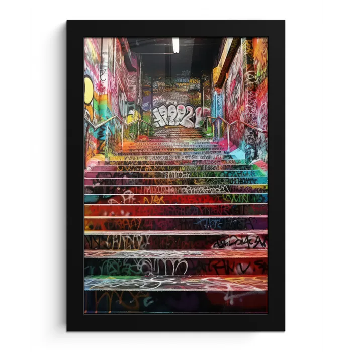 Trap - Graffiti - Kleuren - Kunst fotolijst zwart zonder passe partout klein -3d