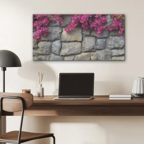 Bougainvillea - Stenen Muur - Roze PET vilt middel -sfeer5