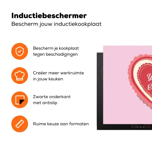 Liefde - Hart - Valentijn Inductie beschermer vinyl 3mm klein -zzzzzzz-td-ups