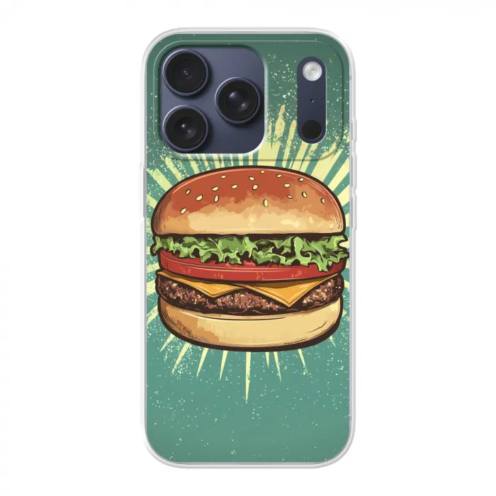 Hamburger - Illustratie - Sla - Kaas Telefoonhoesje iPhone 17 Pro klein -3d