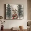 Winter - Bos - Rendier - Donker Textielframe zwart klein -sfeer3