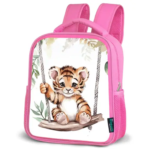 Tijger - Dier - Kinderen - Jungle Kinderrugzak - Roze middel -schuin
