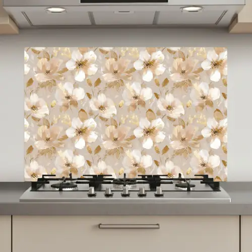 Bloemen - artistiek - Goud keuken achterwand spatscherm klein 900 -3d_website