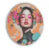 Portret - Vrouw - Abstract - Bloemen Akoestische PET Vilt - Rond klein -3d