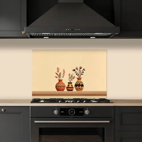 Vazen - Bloemen - Bladeren - Minimalistisch keuken achterwand spatscherm klein -sfeer1