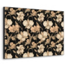 Orchideeën - Lijntekening - Patroon - Beige - Zwart Textielframe zwart klein 947 -3d