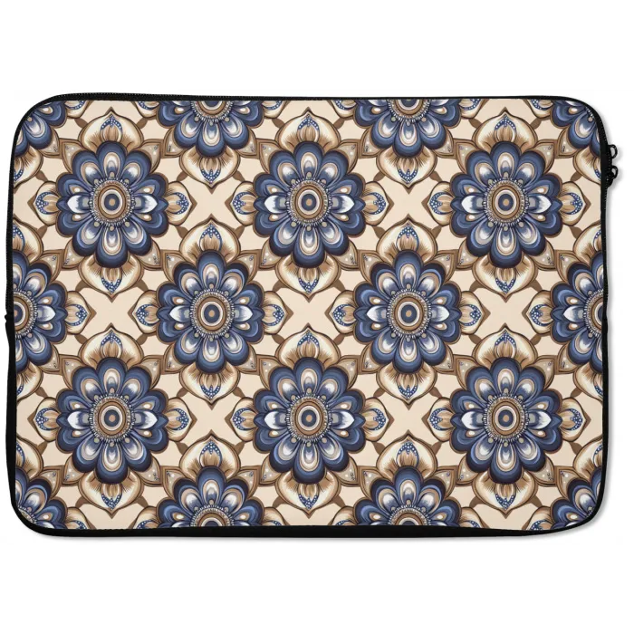 Floraal - Ornament - Blauw laptophoes neopreen klein 279 -zkaufland3dotto