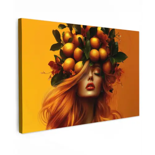 Vrouw - Citroenen - Bloesem - Geel canvas 2cm klein -z3d