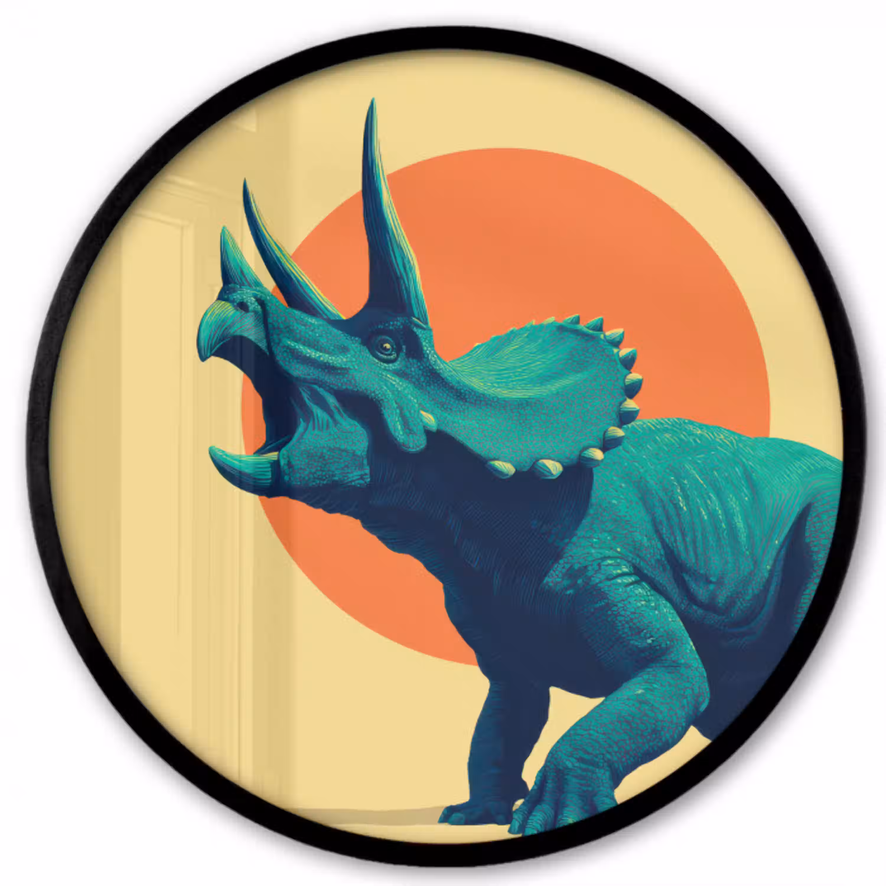 Triceratops - Cirkel - Oranje - Hoorns Fotolijst rond zonder passe partout klein -3d