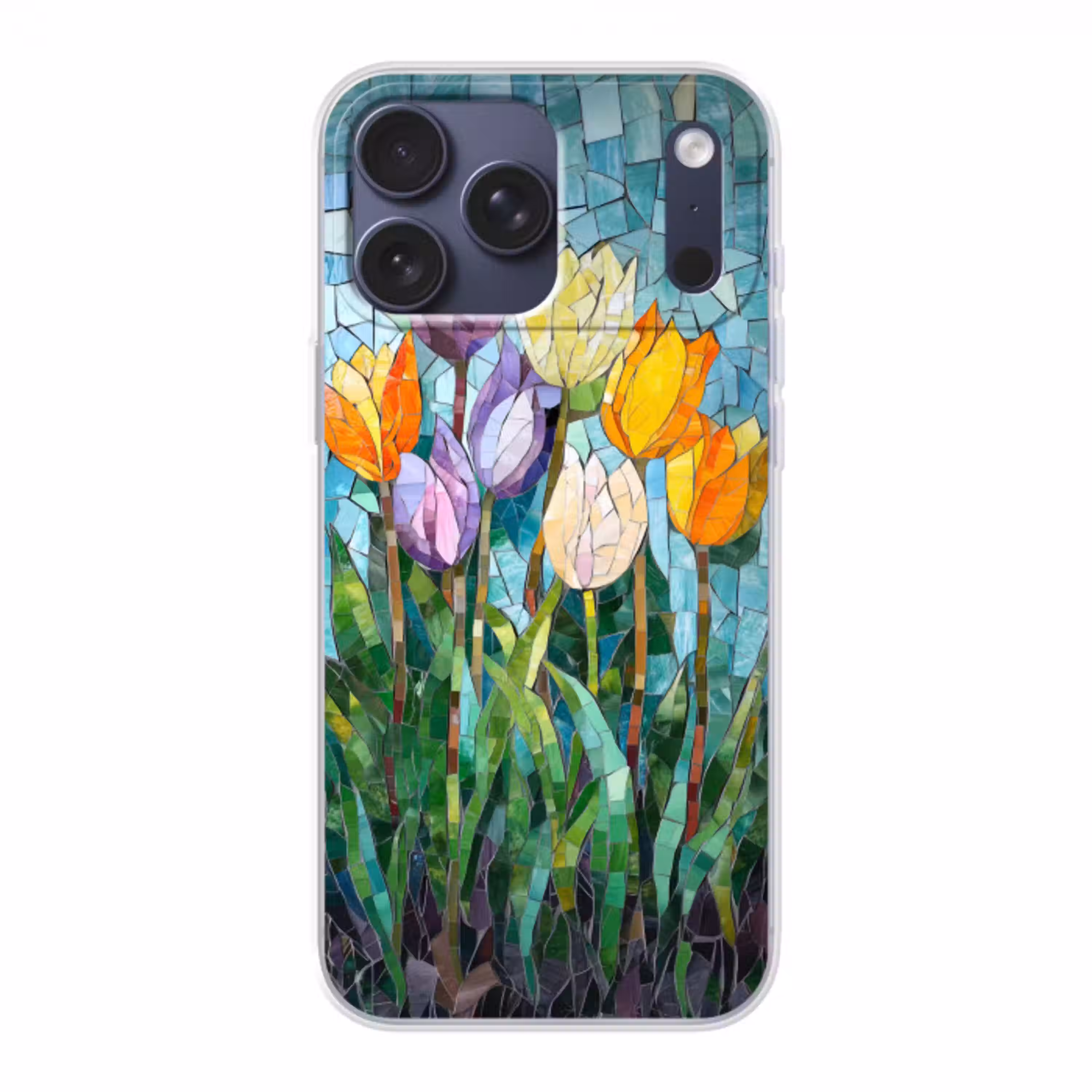 Mozaïek - Veld - Tulpen - Kleurrijk Telefoonhoesje iPhone 17 Pro Max klein -3d