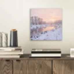 Rivier - Winter - Landschap - Sneeuw - Zonsopgang aluminium wit klein -sfeer1