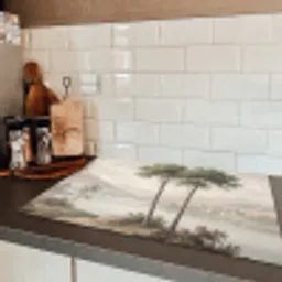 Bomen - Meer - Bergen - Illustratie Inductie beschermer vinyl 3mm klein -sfeer3