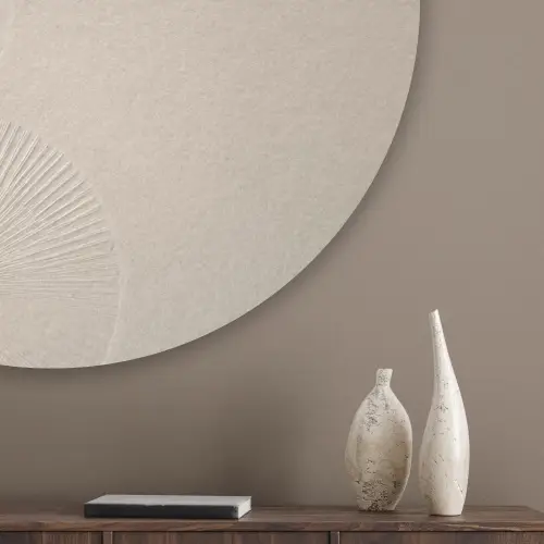 Japandi - Beige - Modern Akoestische PET Vilt - Rond klein -sfeer5_closeup