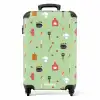 Keukenaccessoires en ingrediënten op lichtgroen NBS - Handbagage koffer - Kinderen Unisex middel -productfoto_recht