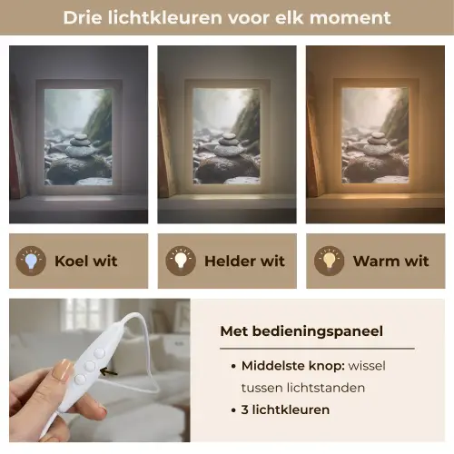 Stenen - Stapel - Natuur Light Box met kabel (Tafellamp) klein -USP_lichtkleurNL