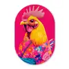 Haan - Kleurrijk - Kimono - Roze Wandcirkel Ovaal Glas middel -3d