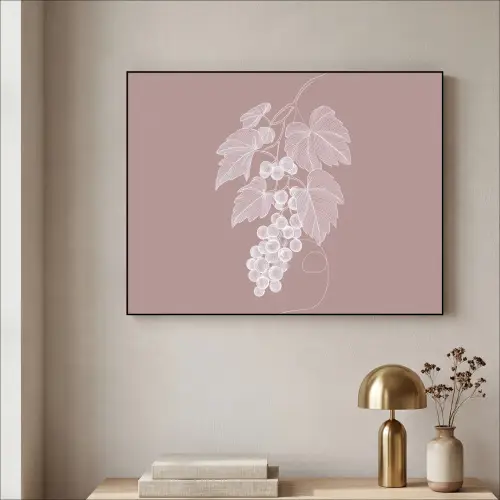Tros - Druiven - Illustratie - Bladeren Textielframe - compleet frame klein -sfeer2