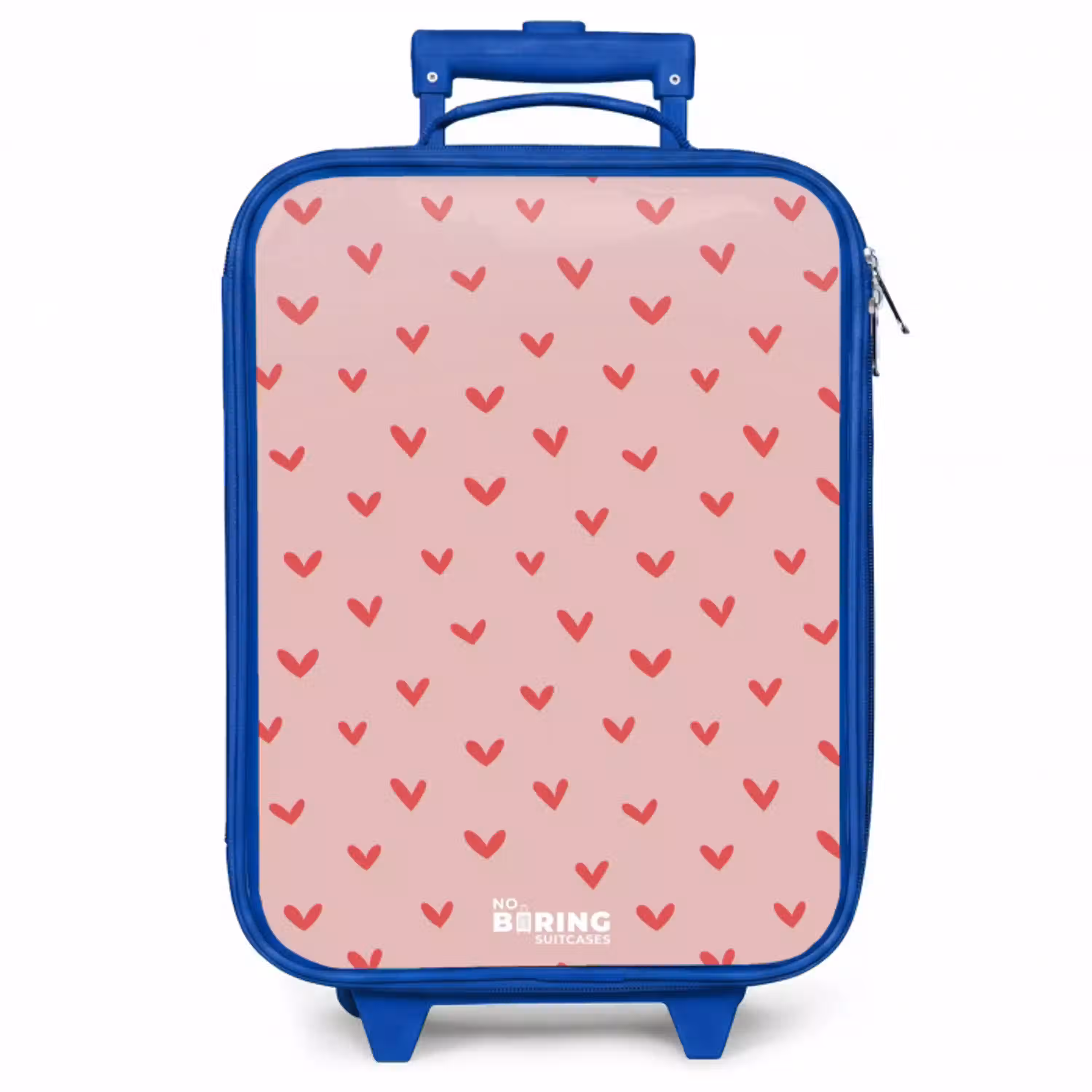 Hartjespatroon met roze kleuren Kinderkoffer - Blauw klein -zzz_website3d