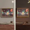 Planeten - Neon - Berglandschap - Zon Light Box met batterij (Wandlamp) middel -sfeer3