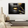 Vrouw - Zwart - Goud - Gezicht - Lippen canvas 2cm klein -sfeer6