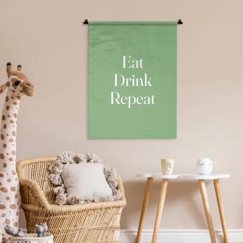 Eten - Drinken - Tekst - Mintgroen Wandkleed katoen klein -wsfeer5_kind