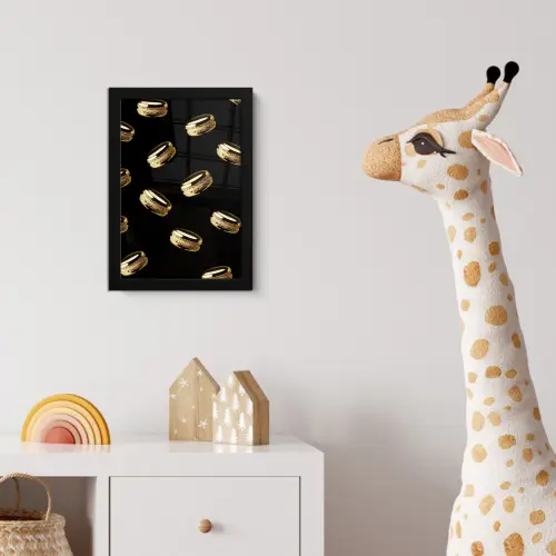 Macarons - Patroon - Goud - Zwart fotolijst zwart zonder passe partout klein -usfeer4_kinderkamer