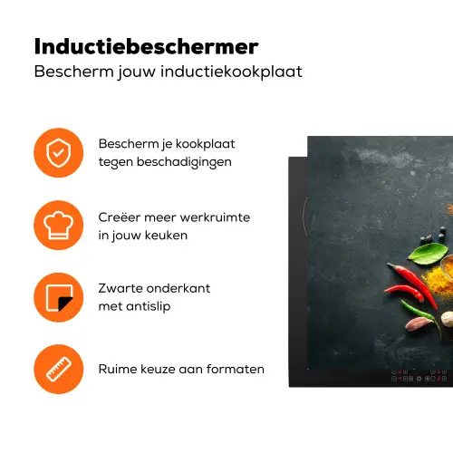 Kruiden - Lepels - Specerijen - Betonlook - Grijs Inductie beschermer vinyl 3mm klein -zzzzzzz-td-ups