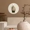 Knuffelbeer - Oranje bloemen - Vriendelijk Wandcirkel kunststof plaat 5mm dik klein -sfeer1