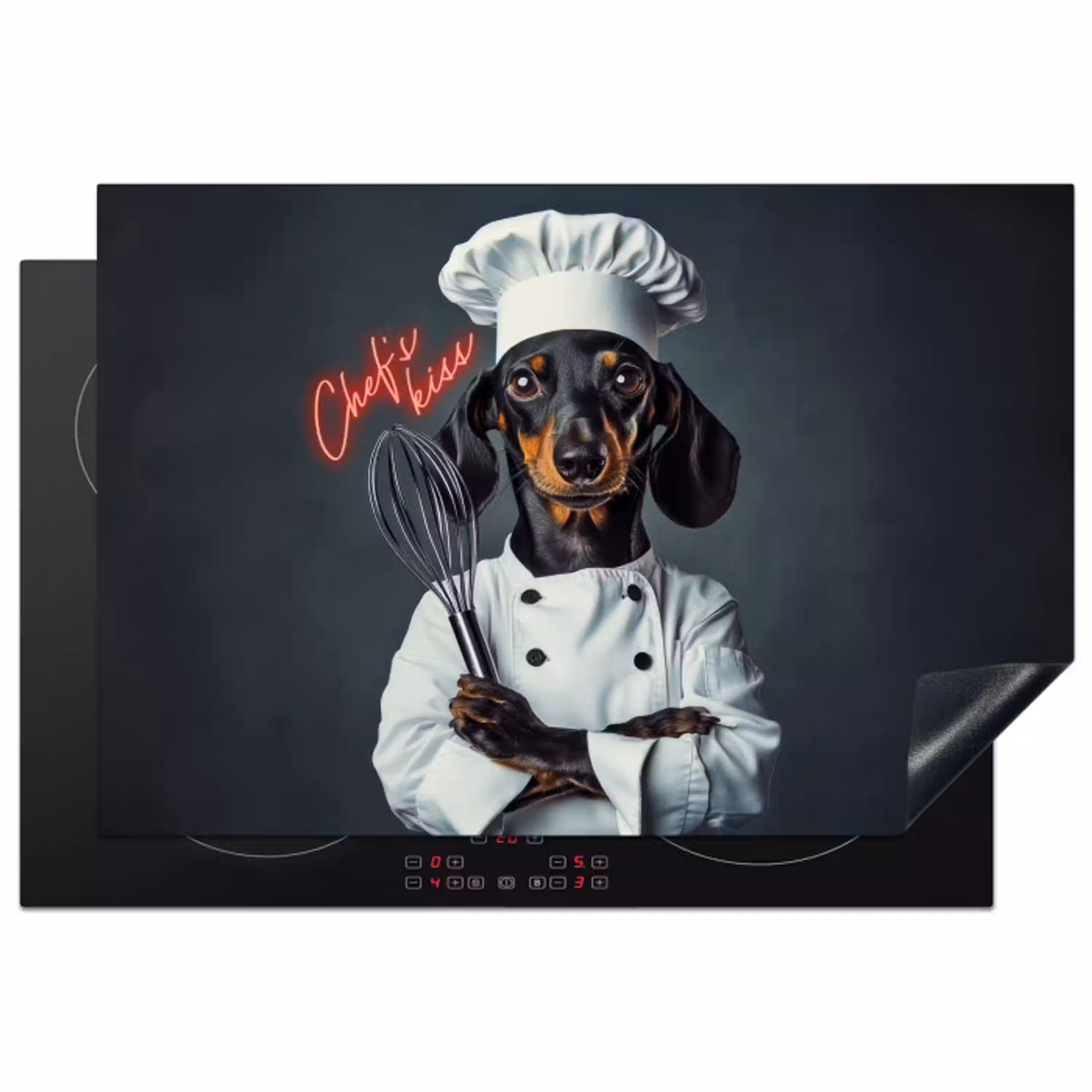 Quote - Neon - Hond - Kokskleding Inductie beschermer vinyl 3mm klein -3d