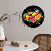 Fruit - Graffiti - Kleurrijk - Sinaasappel - Aardbei - Abstract Wandcirkel behangsticker klein -sfeer3
