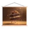 Taart - Chocolade - Eten - Brownie textielposter latten blank klein -3d
