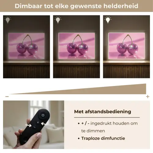 Glitter - Discobol - Roze - Kersen Light Box met batterij (Wandlamp) middel -USP_dimbaarNL