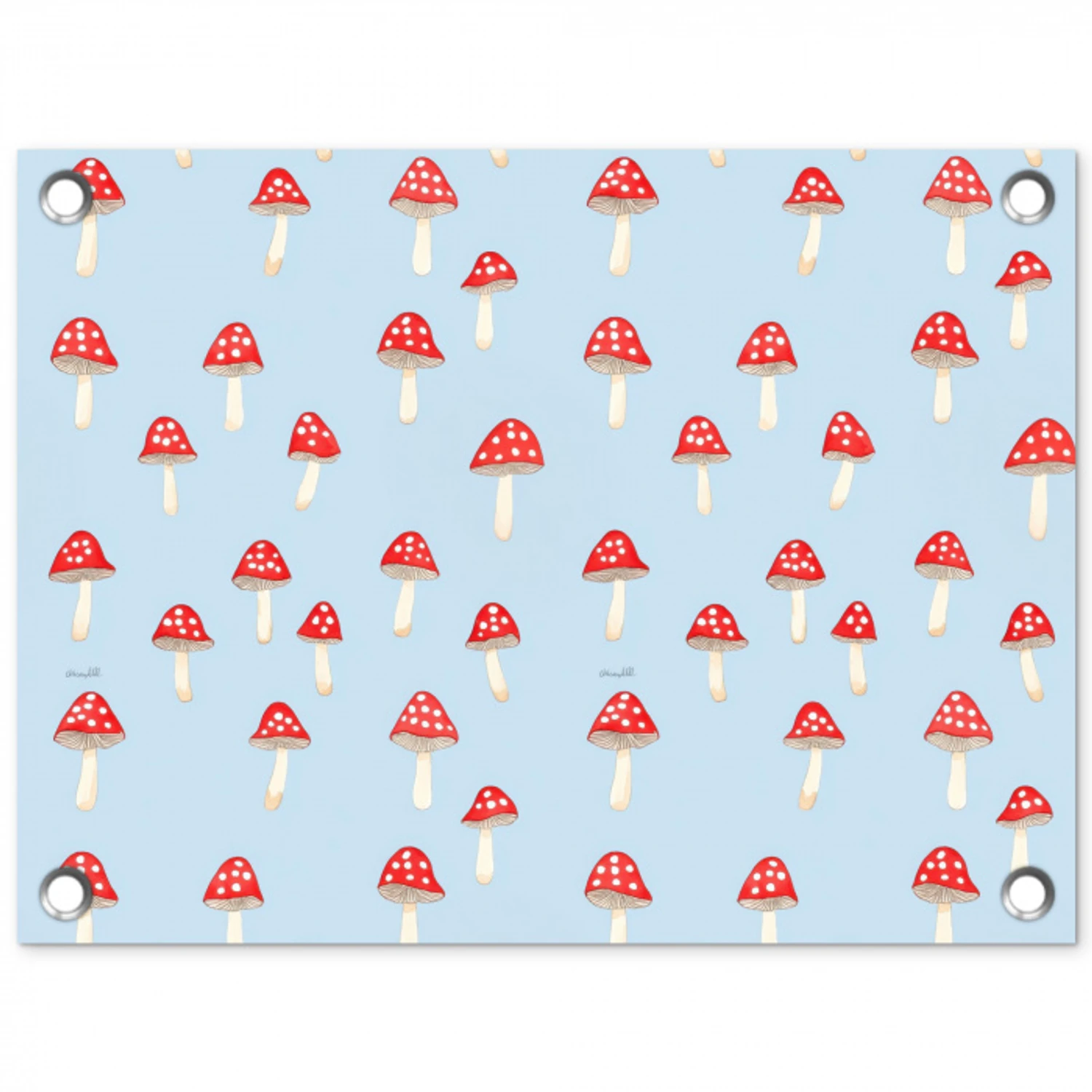 Paddenstoel -Sprookje - Blauw tuinposter los doek klein 239 -3d
