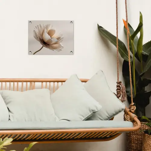 Bloem - Beige - Crème tuinposter los doek klein -sfeer7