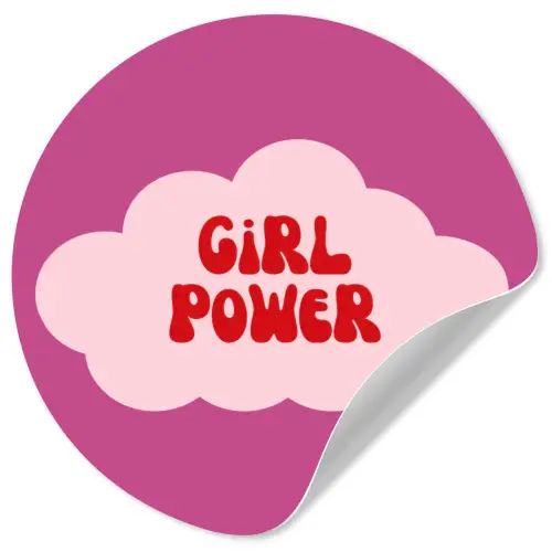 Girl power - Wolk - Roze Wandcirkel behangsticker klein -3d