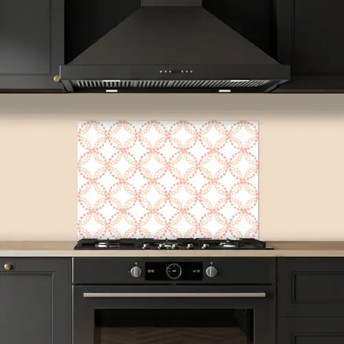 Koraalkleur - Vlechtmotief - Wit keuken achterwand spatscherm klein 900 -sfeer1