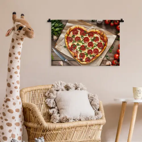 Pizza - Hart - Pepperoni - Tomaat Wandkleed katoen klein -wsfeer5_kind