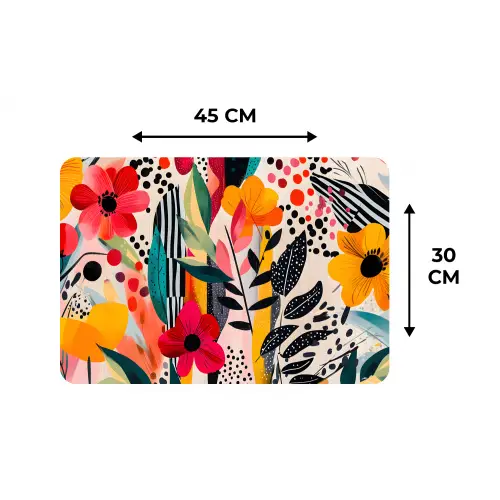 Bloemen - Bladeren - Abstract - Kleurrijk Placemat vinyl groot -specs
