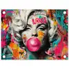 Vrouw - Kauwgom - Graffiti - Neonkleuren tuinposter los doek klein -3d