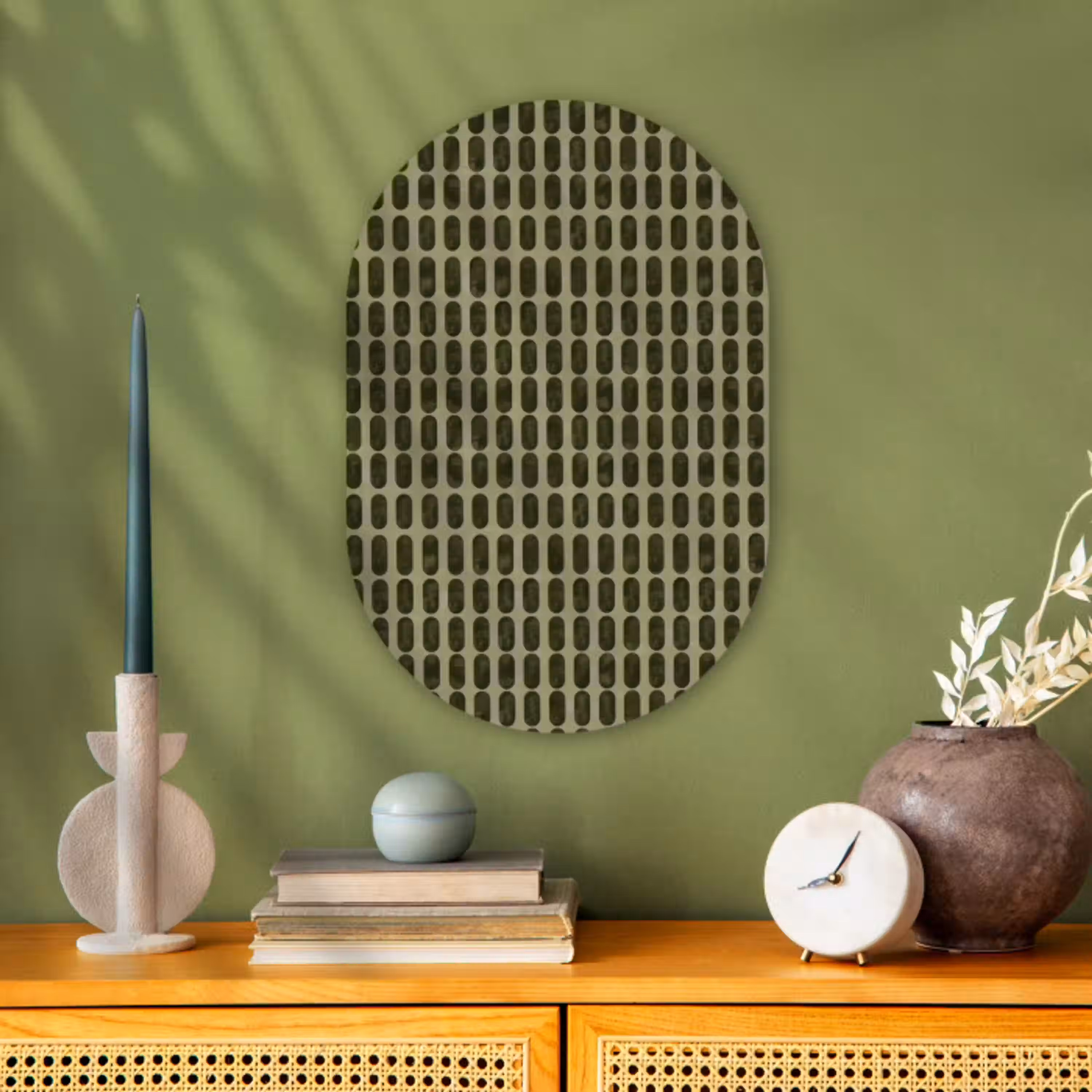Ritmisch - Effect - Groen Wandcirkel Ovaal Forex klein 630 -sfeer2