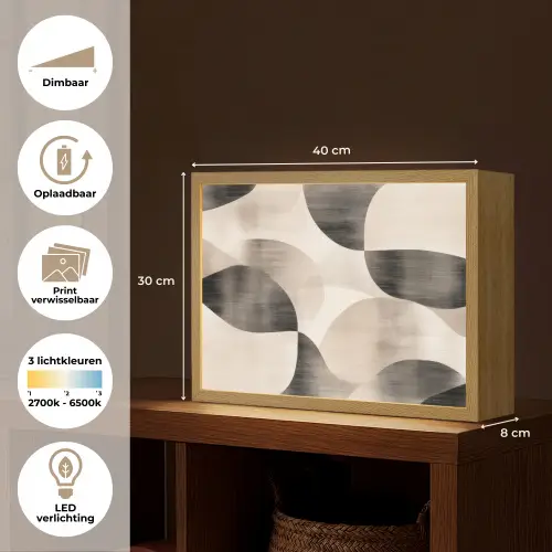 Grillige vormen - Subtiele overgangen - Dynamisch Light Box met batterij (Wandlamp) middel -USP_websiteoverzichtNL