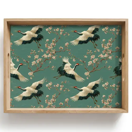 Kersenbloesem - Kraamvogels - Groen Dienblad Rechthoek middel 911 -z3d_shopping